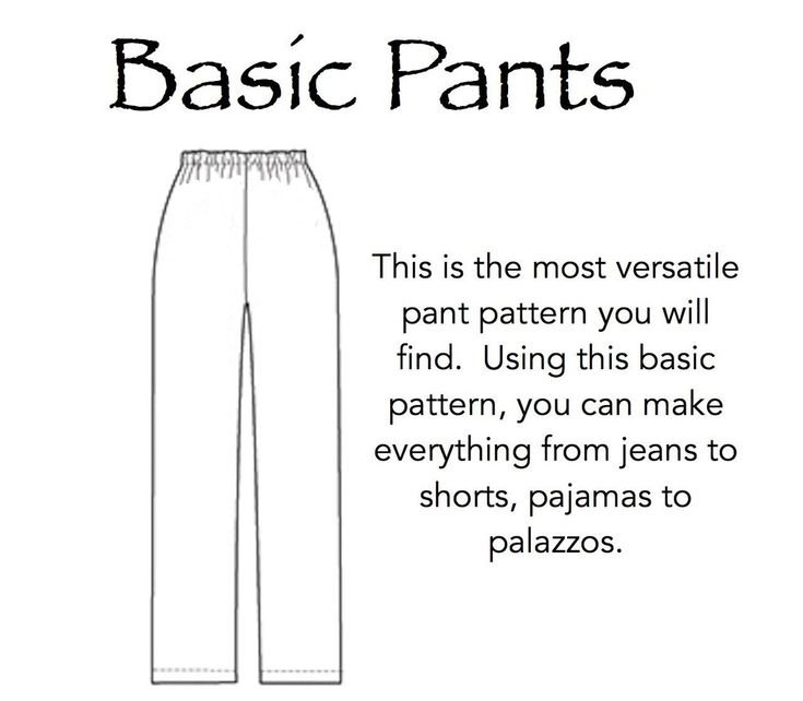 the basic pants pattern is shown in black and white