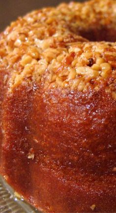 a bundt cake is sitting on a cooling rack