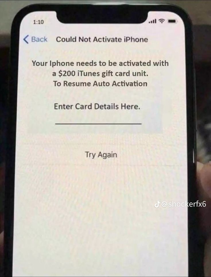 someone is holding up their iphone with the text,'you could not activate phone your iphone needs to be activated with a $ 300 itunes gift card