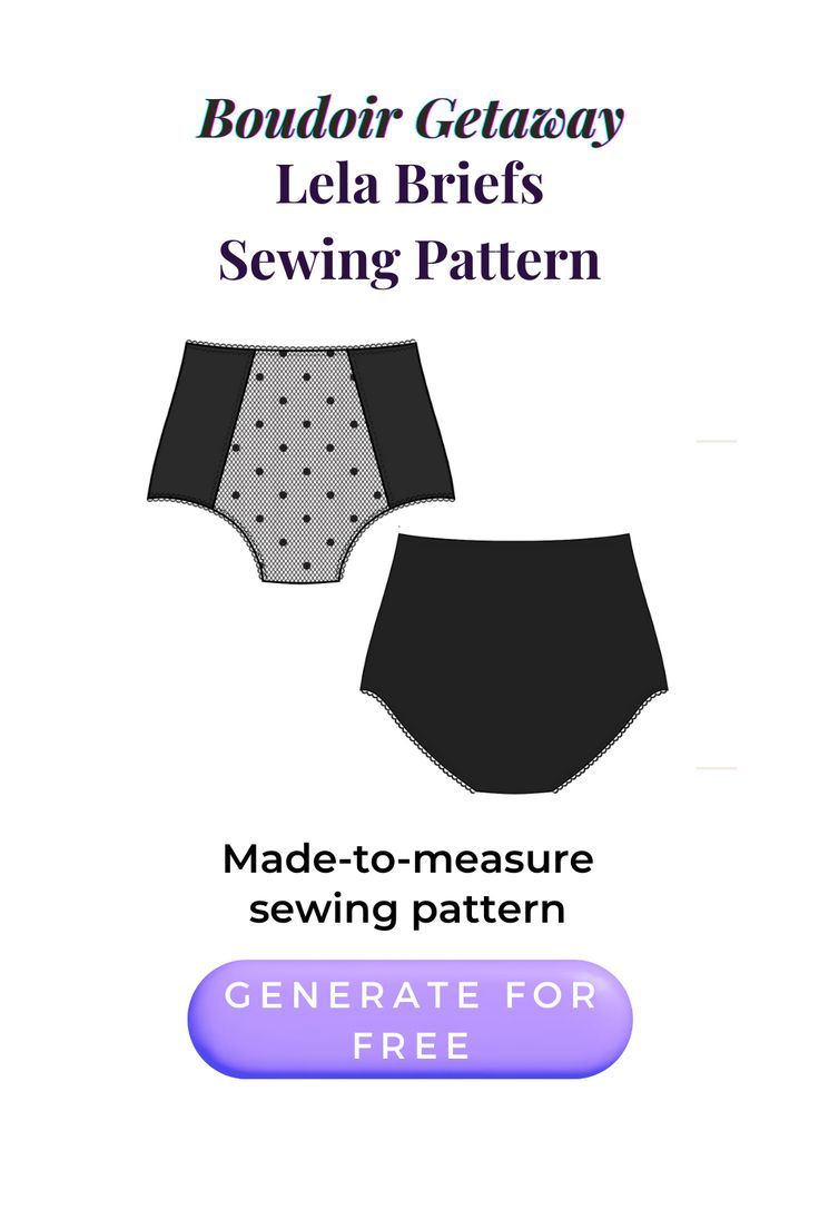 This free high waisted brief sewing pattern features a central panel and has no side seams for a smoother looking silhouette. It uses your measurements to generate a free sewing pattern in just a few minutes. Boudoir Getaway: parametric lingerie sewing patterns. Panty Pattern, Panties Pattern, High Waisted Lingerie, Sewing Lingerie, Free Sewing Pattern, High Waisted Briefs, Dreams Come True, Sewing Patterns Free, Free Sewing