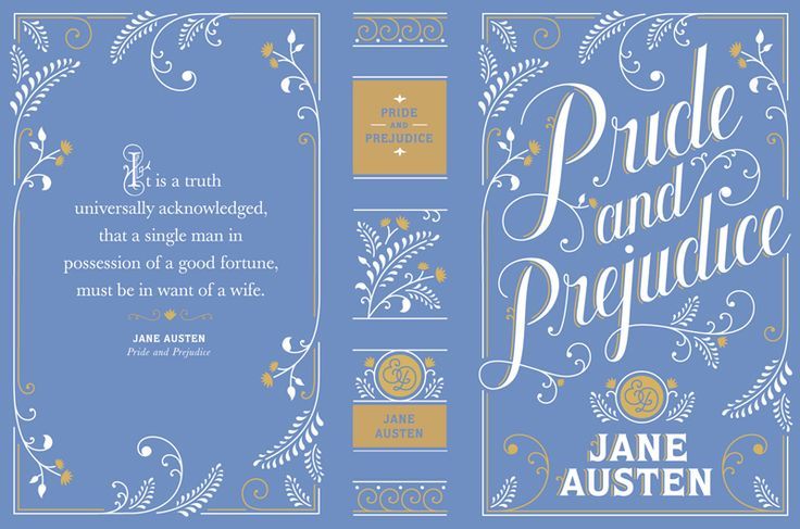 the front and back cover of pride and providence by jane austen, with an ornate blue background