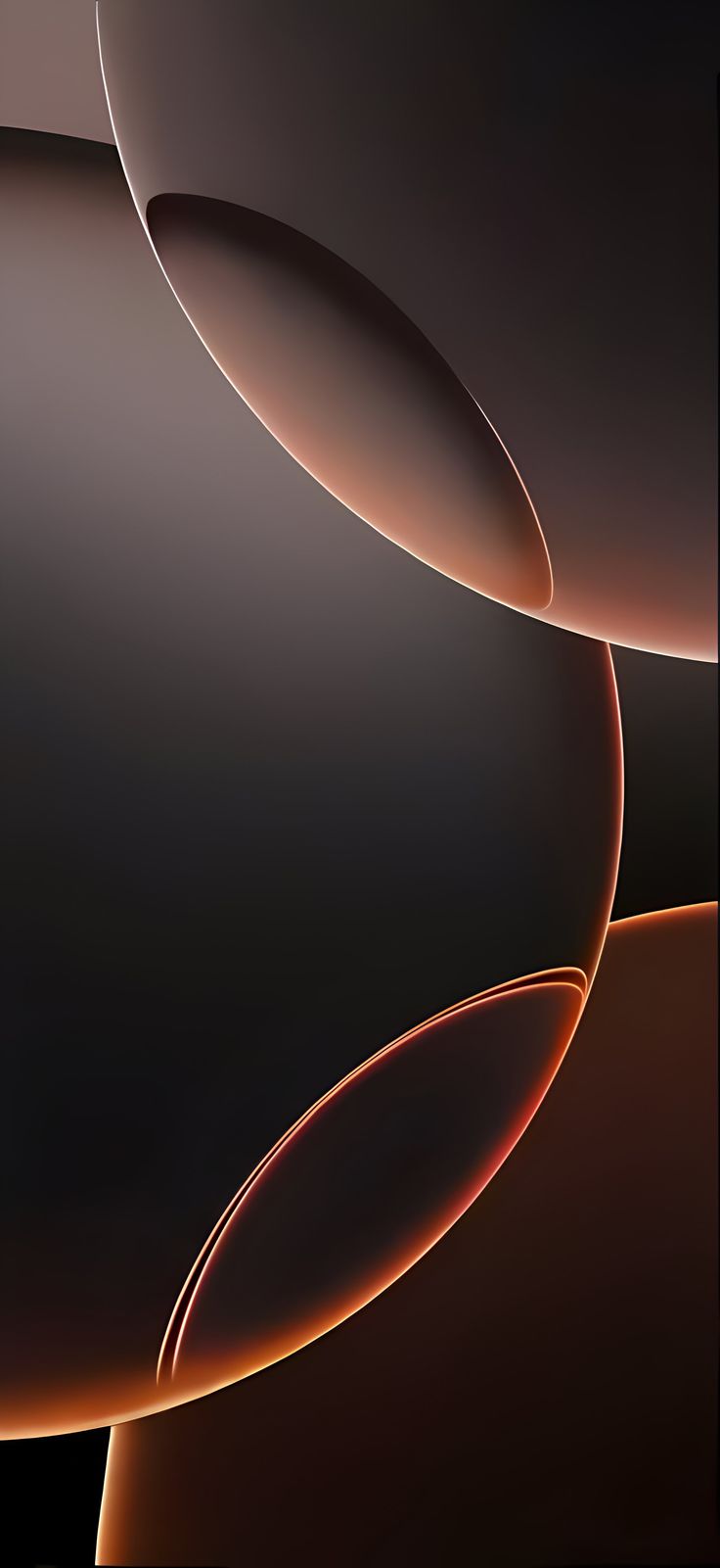 an abstract background with curved lines in orange and brown colors on a black background for the iphone wallpaper