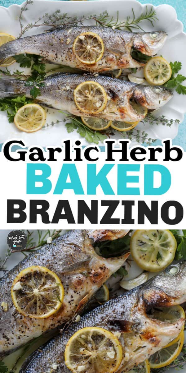 garlic herb baked breazing fish with lemons and herbs