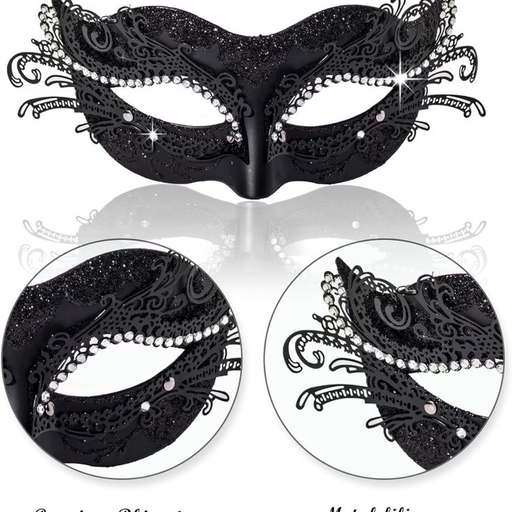 New Masquerade Mardi Gras Mask Elegant Black Masquerade Mask For Mardi Gras, Black Masquerade Mask For Carnival Evening, Black Evening Masquerade Mask For Carnival, Elegant Black Masquerade Mask For Party, Elegant Black Masquerade Mask For Halloween, Black Mardi Gras Party Masks, Gothic Black Masquerade Mask For Mardi Gras, Gothic Eye Mask For Mardi Gras, Luxury Mask For Mardi Gras