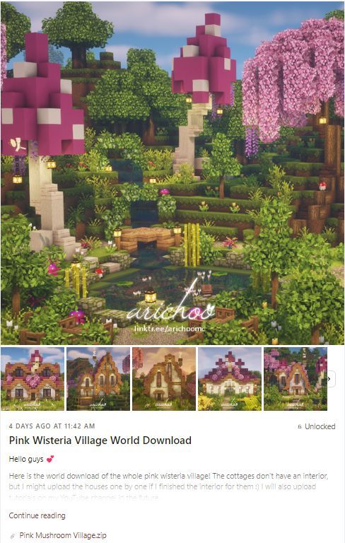 an image of the pink village in minecraft's video game, which is being used