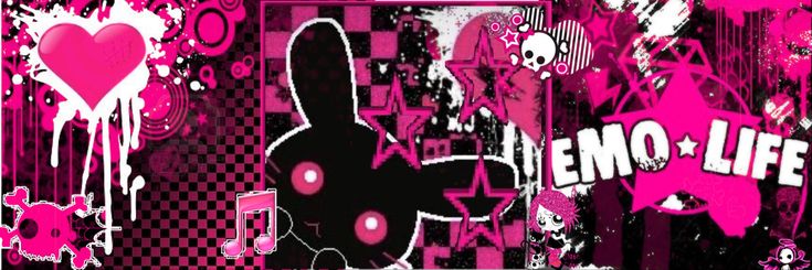 a pink and black background with some graffiti on it's side, including an image of a bunny