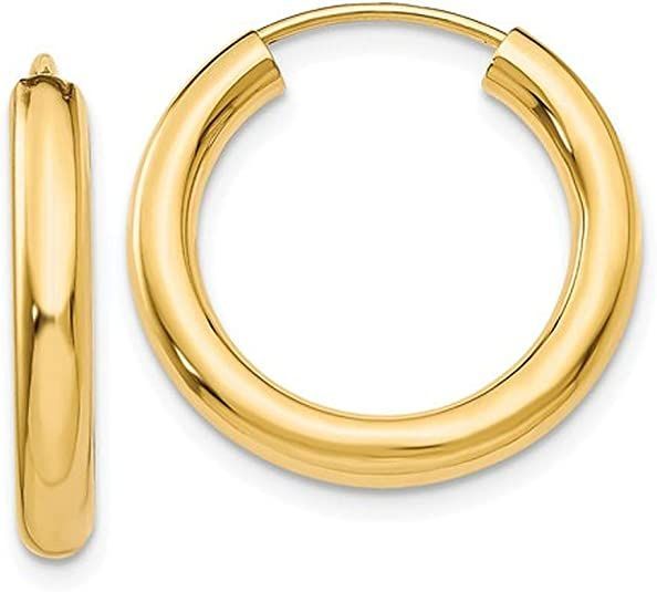 Link is Amazon affiliate* | Price: $149 | Looking for a date night style? These 14k yellow gold hoop earrings are perfect! They're thick and chunky, with a continuous or endless clasp that makes them comfortable and secure to wear. At 3/4 inch in diameter, they're the perfect size for making a statement. Thick Gold Hoop Earrings, Thick Gold Hoops, Tube Hoop Earrings, Thick Hoop Earrings, Hoop Earrings Style, Bow Jewelry, Yellow Earrings, Classy Jewelry, Gold Earrings Designs