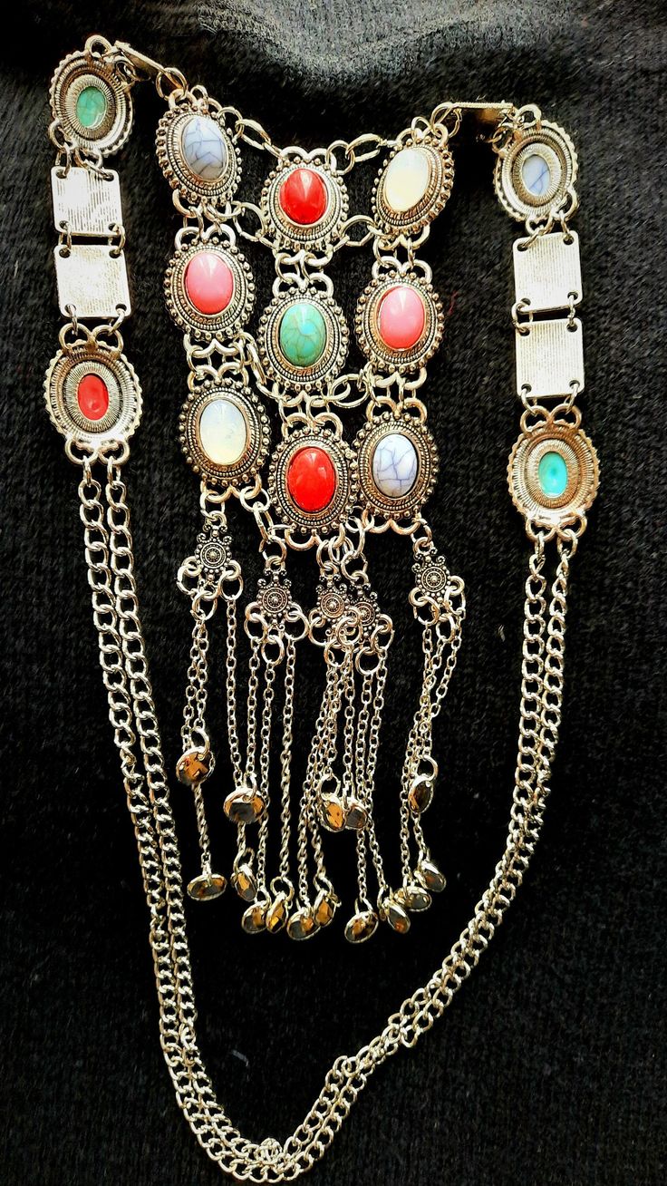 Tribal Vintage Retro Rhinestone Silver Gold Turquoise Long Boho Bohemian Statement Ethnic Tribal Necklace for Women Hand Crafted Beautiful intricate detail Gift Boxed Ideal present or treat yourself Multi coloured Gems Moroccan Ethnic Style Colored Gems, Crafts Beautiful, Coral Turquoise, Ethnic Style, Necklace For Women, Boho Bohemian, Favorite Jewelry, Jewelry Necklace Pendant, Womens Necklaces