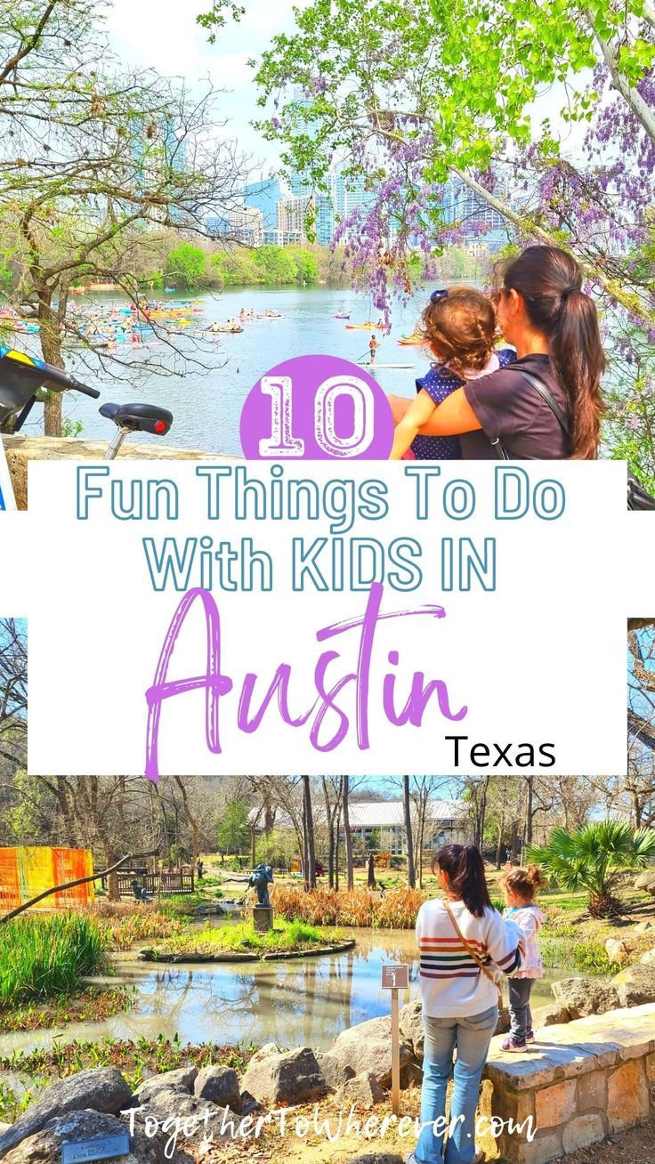 mom and kid looking at Town Lake and sculpture garden in Austin, Texas Austin With Kids, Austin Activities, Things To Do Together, Texas Travel Guide, Spring Break Kids, Visit Austin, Volunteer Projects, Visit Texas, Things To Do With Kids