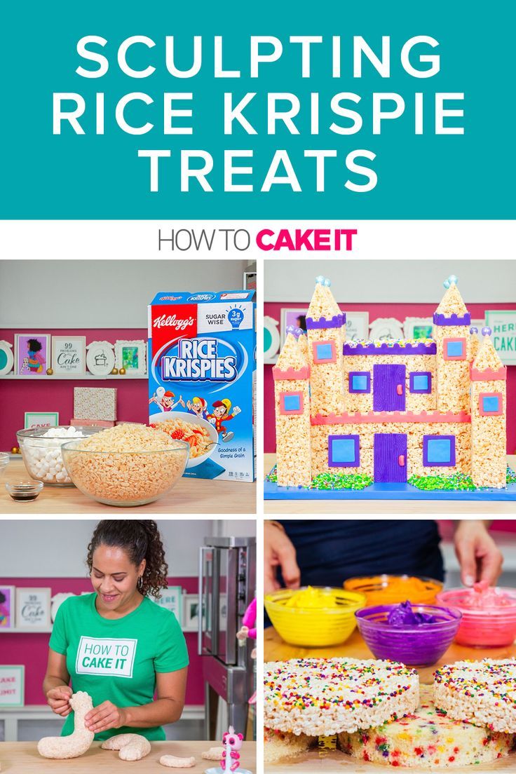 a collage of pictures showing how to make rice krispy treats