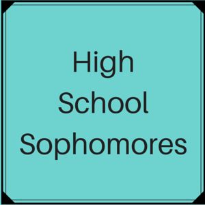 the words high school sophonores are in black and white on a blue background