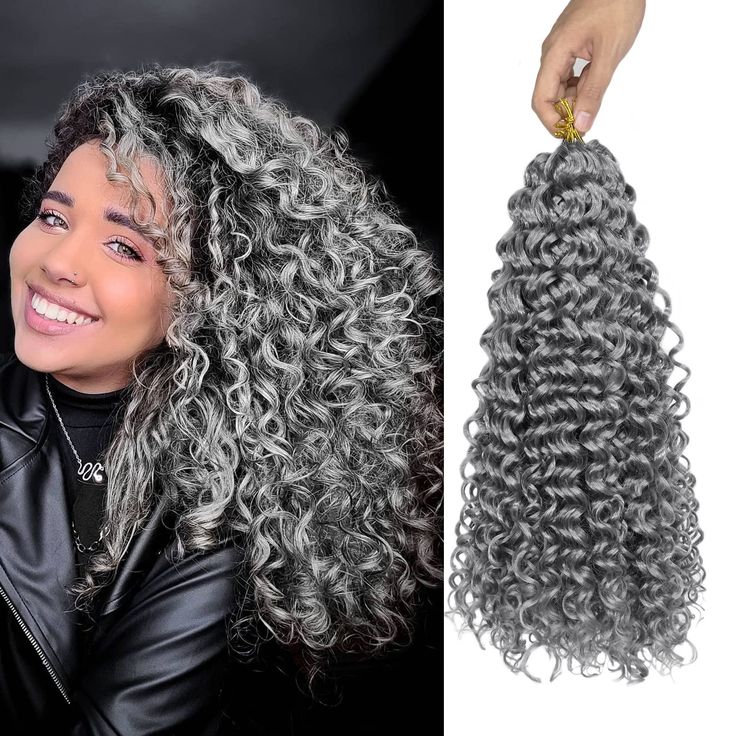 PRICES MAY VARY. The Grey Curly Crochet Hair Is Made Of Premium Synthetic Heat Resistant Fiber, It Has Very Close Texture With Human Hair, It'S Very Soft, No Itching No Odor. The Gogo Curl Crochet Hair Style Looks Similar With Water Wave Human Hair, It Has Less Tangling And Matting, Can Last Longer Time. The Crochet Hair Is Mainly For Black Women, You Can Use It For Many Styles, Crochet Style, Braids With Curly Ends Or Boho Style Braids And More. Each Pack Comes With 8 Packs Curly Crochet Hair A Crochet Hair Water Wave, Wavy Beach Curls, Deep Wave Crochet Hair, Crochet Hair Styles Freetress, Curly Braiding Hair, Curly Crochet Hair, Ocean Wave Crochet Hair, Curly Human Hair Extensions, Water Wave Crochet