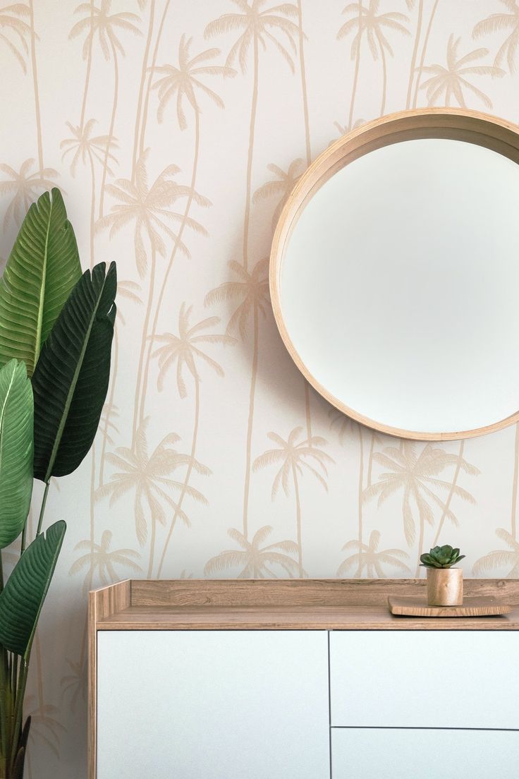 Good Palms Soft Terracotta Wallpaper - Olive et Oriel Boho Palm Tree, Terracotta Wallpaper, Silhouette Wallpaper, Palm Tree Silhouette, Boho Style Bedroom, Latest Wallpapers, Paint Types, Wallpaper Trends, Removable Wall Decals