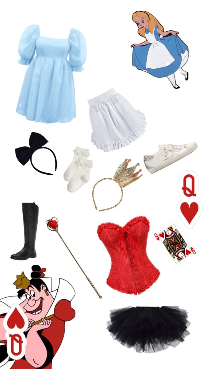 an assortment of costumes and accessories for children