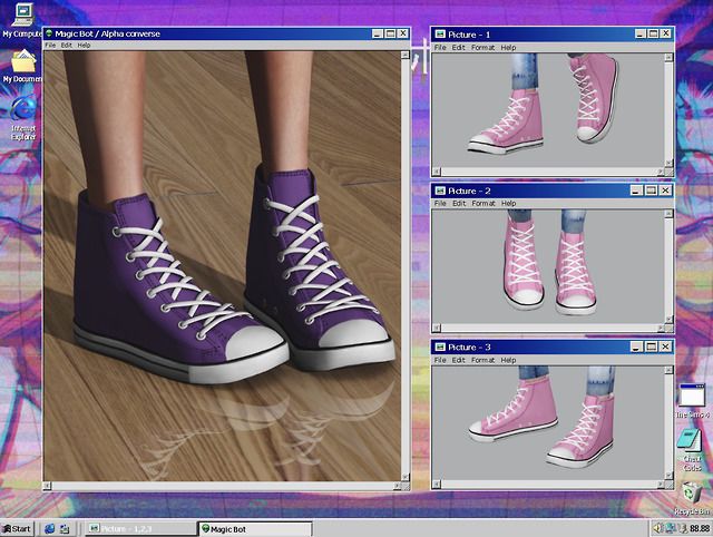 a computer screen shot of some shoes on the floor and in front of an image of someone's feet