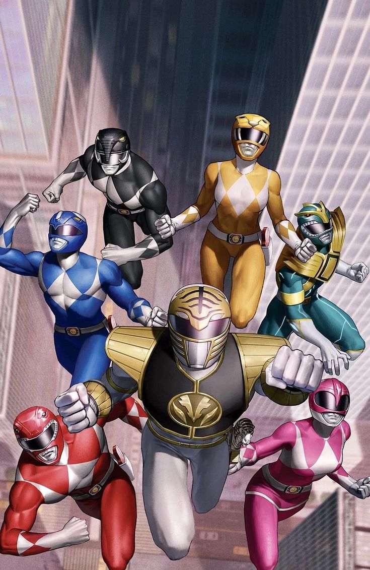 an animated image of the power rangers