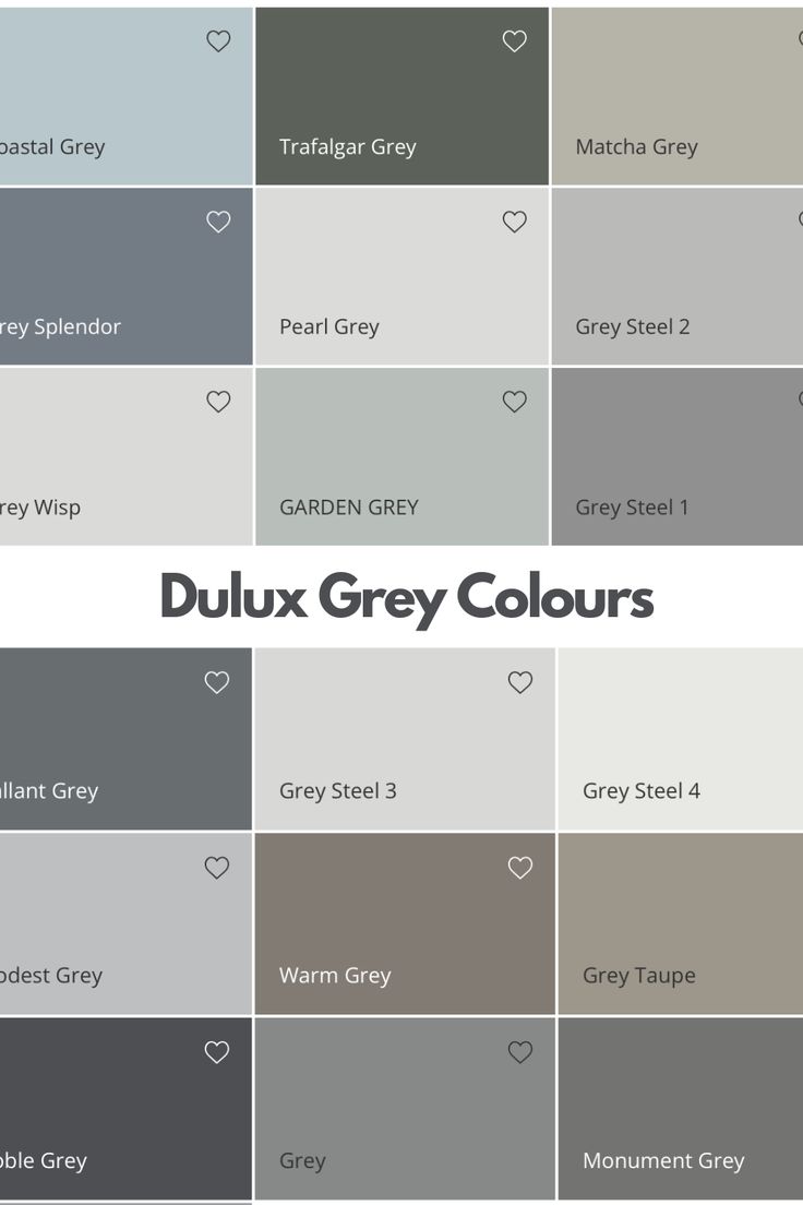 Dulux grey colours, a mix of different grey swatches by Dulux Paint Colours For Outside House, Grey And Charcoal House Exterior, Grey Color Room Bedrooms, Off Grey Walls Paint Colors, Types Of Grey Colour, Grey Paint Ideas For Walls, Grey Colour Interior Design, New Home Colour Ideas, Anthracite Grey Colour Palette