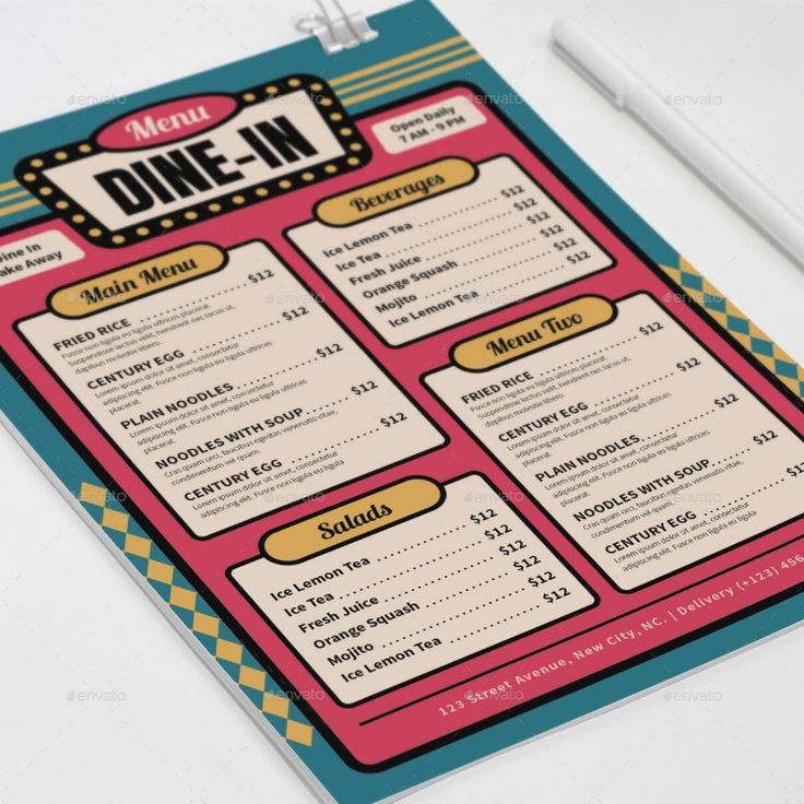 Retro Dine In Menu Template Indian Menu Design, Menu Design Ideas Templates, Pizzeria Menu, Ice Lemon Tea, Cafe Menu Design, Pizza Branding, Menu Layout, Flyer Size, Dining Menu