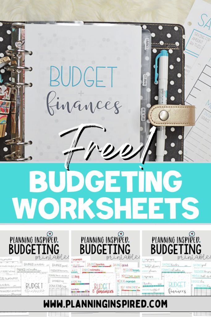 a binder with the words budget finance and free printable worksheets