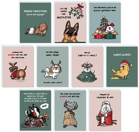 six christmas cards with dogs and cats on them