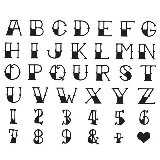 an old english alphabet with the letters and numbers in black ink on a white background