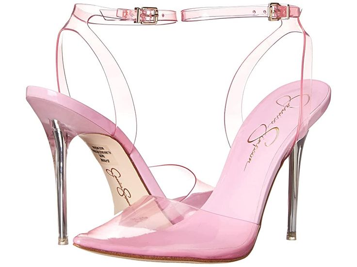 Jessica Simpson Pirrie - Women's Shoes : Blossom Pink : Strut your sexy side in the Jessica Simpson Pirrie featuring a classic pointed pump with transparent buckle closures and toe caps. Available in two color options. Constructed of PVC (polyvinyl chloride) with adjustable ankle strap. Synthetic upper, lining and insole. Synthetic rubber outsole. Heel height: 4 (inches). Imported. Weight of footwear is based on a single item, not a pair. Jessica Simpson Shoes 2022, Navy Blue Pumps, Jessica Simpson Collection, Yellow Pumps, Jessica Simpson Heels, Night Style, Blue Suede Shoes, Round Toe Pumps, Heels High