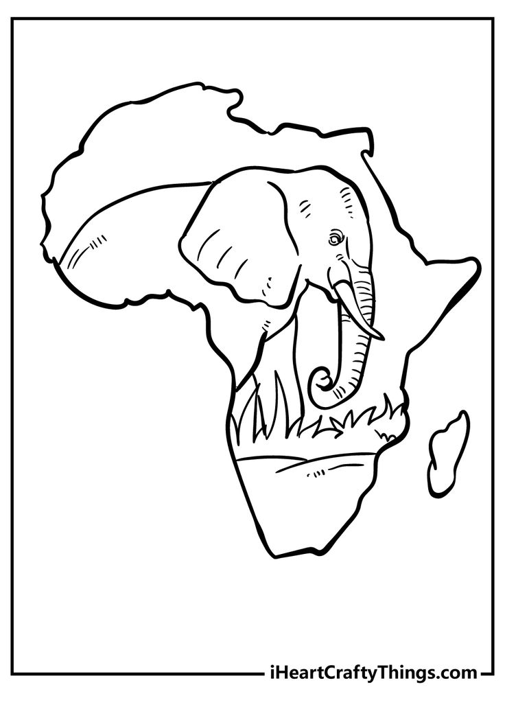 an elephant in africa coloring page