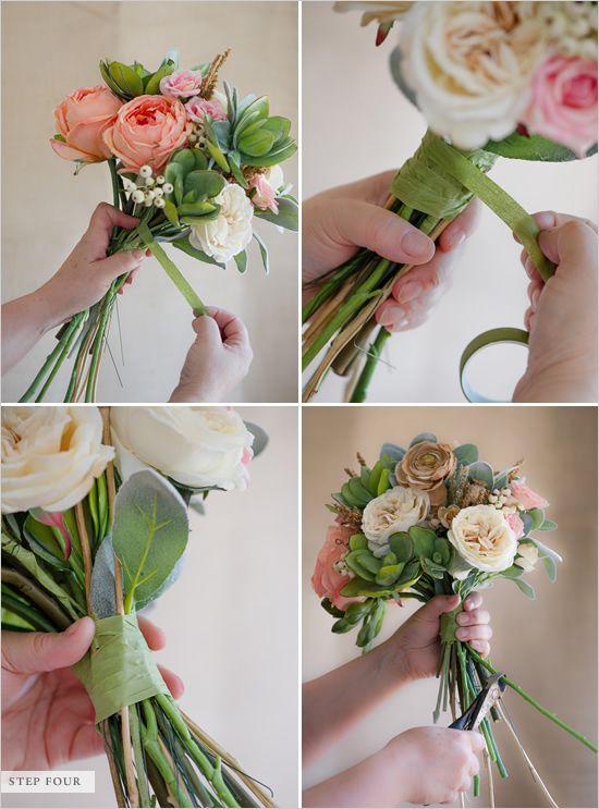 the process of making a bridal bouquet