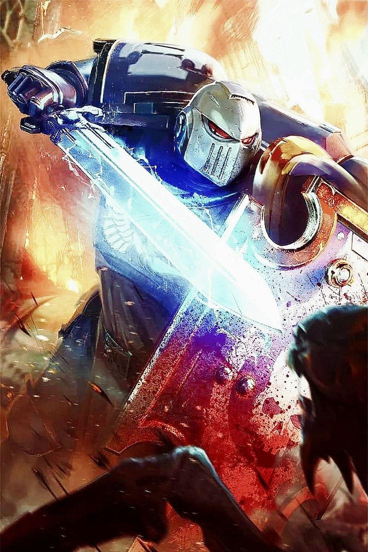 Grey Knights Wallpaper, Warhammer Ultramarines, Robot Soldiers, Warhammer Dark Angels, 40k Ultramarines, Space Marine Art, Grey Knights, 40k Artwork, Fallout Art