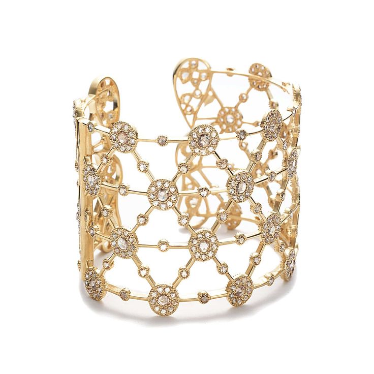 High End Opera Cuff Bracelet with Rose Cut Diamonds. Cuff has a hinged opening. 
Diamonds 9.95cts
20K yellow gold Sterling Silver Rings Bands, Bezel Set Diamond, Hoop Earring Sets, Silver Band Ring, Antique Diamond, Diamond Eternity, Sterling Silver Bands, Silver Band, Rose Cut