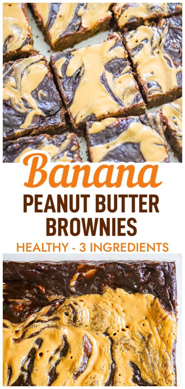 banana peanut butter brownies on top of each other