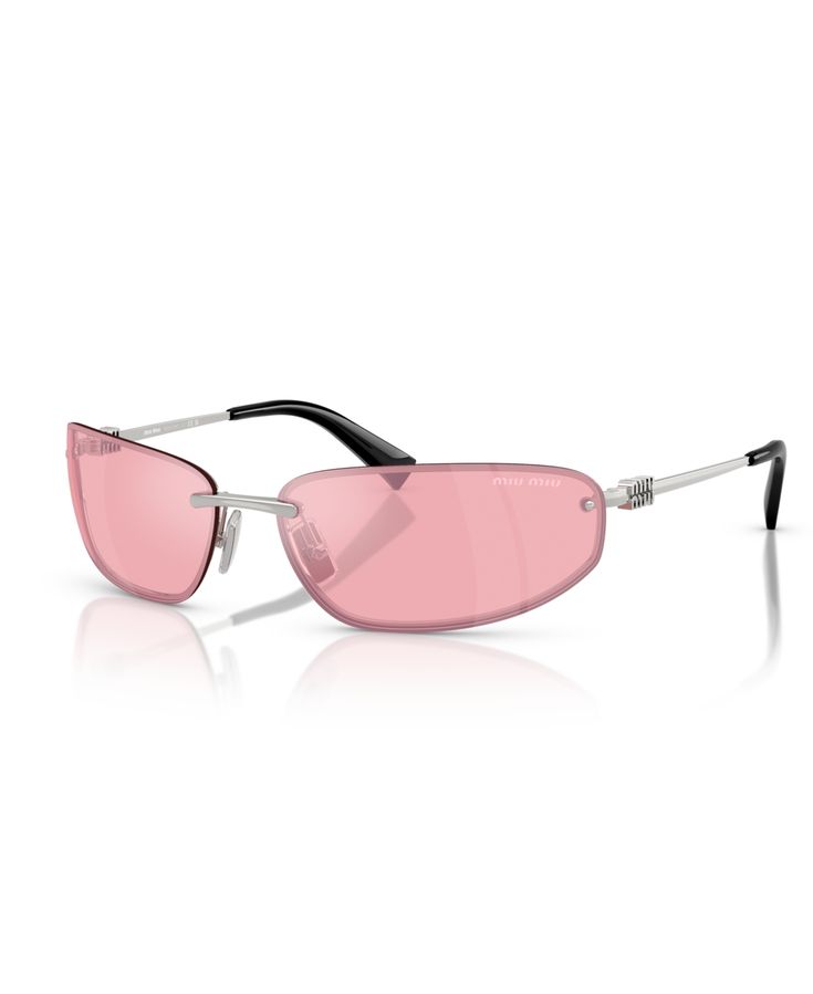 in stock Modern Miu Miu Sunglasses With Glass Lenses, Modern Miu Miu Sunglasses With Glass Material, Modern Miu Miu Sunglasses, Modern Miu Miu Sunglasses For Formal Occasions, Silver Rimless Evening Sunglasses, Silver Rimless Sunglasses For Evening, Silver Rimless Glass Sunglasses, Silver Polarized Glass Sunglasses, Silver Sunglasses With Polarized Glass Lenses