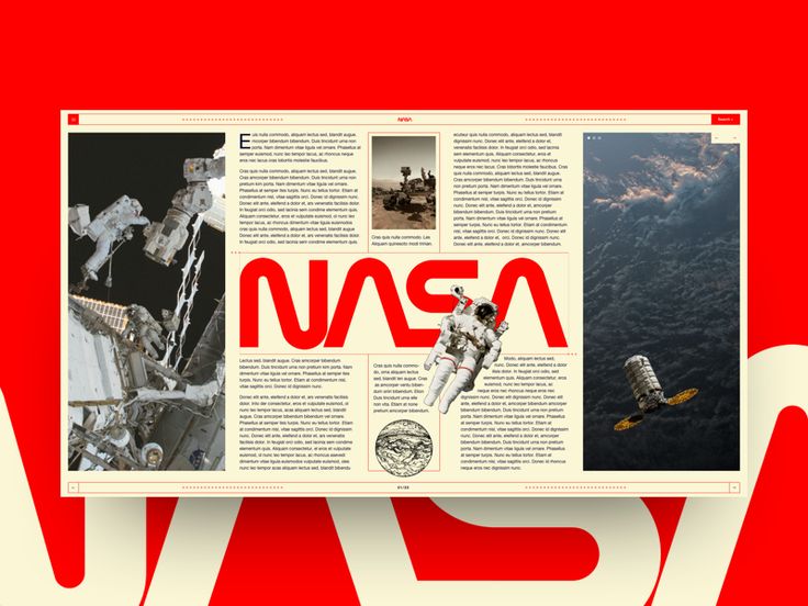 an image of the nasa newspaper with space shuttles and astronauts in red, white and black