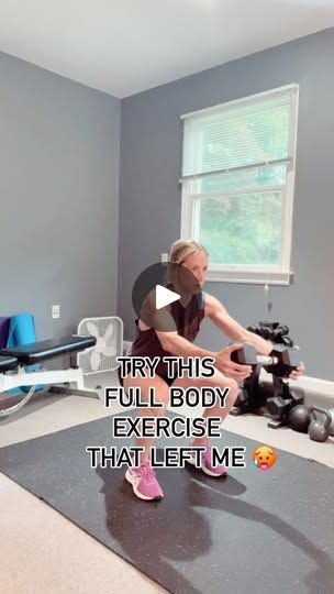 a woman is doing exercises on a mat in her home gym with the caption, try this full body exercise that left me