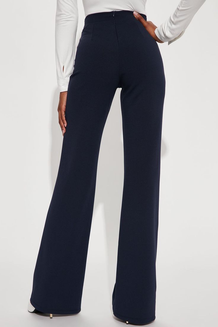 Available In Navy. Tall: 36" Inseam High Rise Pintuck Front Hidden Back Zipper Stretch 95% Polyester 5% Spandex Imported | Tall Victoria High Waisted Dress Pants in Navy Blue size XS by Fashion Nova Navy Stretch Pants For Business Casual, Elegant Stretch Navy Pants, Navy Stretch Straight Leg Bottoms, Navy Fitted Bottoms For Office, Navy Fitted Dress Pants For Work, Fitted Dress Pants With Elastic Waistband For Business Casual, Elegant Navy Bottoms For Fall, Elastane Wide Leg Pants For Work, Elegant Navy Straight Leg Bottoms