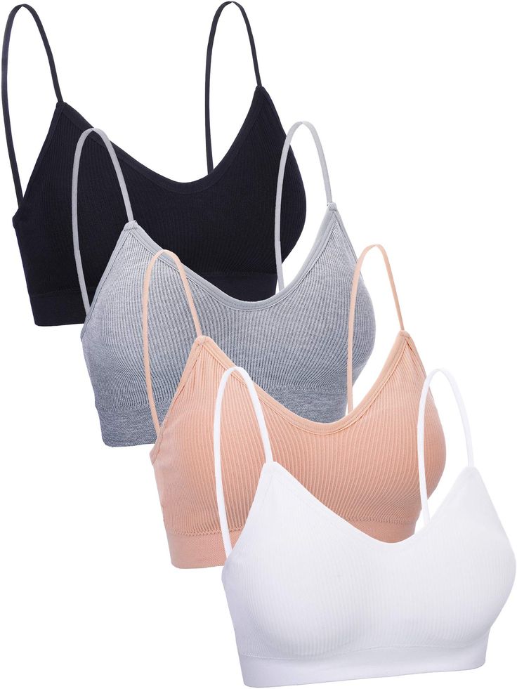 PRICES MAY VARY. Wear comfortably: polyester and spandex is the main material of padded seamless bralette, soft and lightweight bra can be worn during daily life and sleeping Seamless and padded: our bras are designed into deep neck and this straps with removable pads that adds charm to every wearer and promotes the comfort level, the thickness of the mat is 0.7 mm-1 cm Simple but Classic Color: the bra's colors are simple but can goes well with different shirts, coats, dress, low cut garment, m Sleeping Bra, Meeting Women, Padded Camisole, Tube Top Bra, Cami Bra, Sleep Bra, Camisole Bra, Bra For Women, Padded Bralette