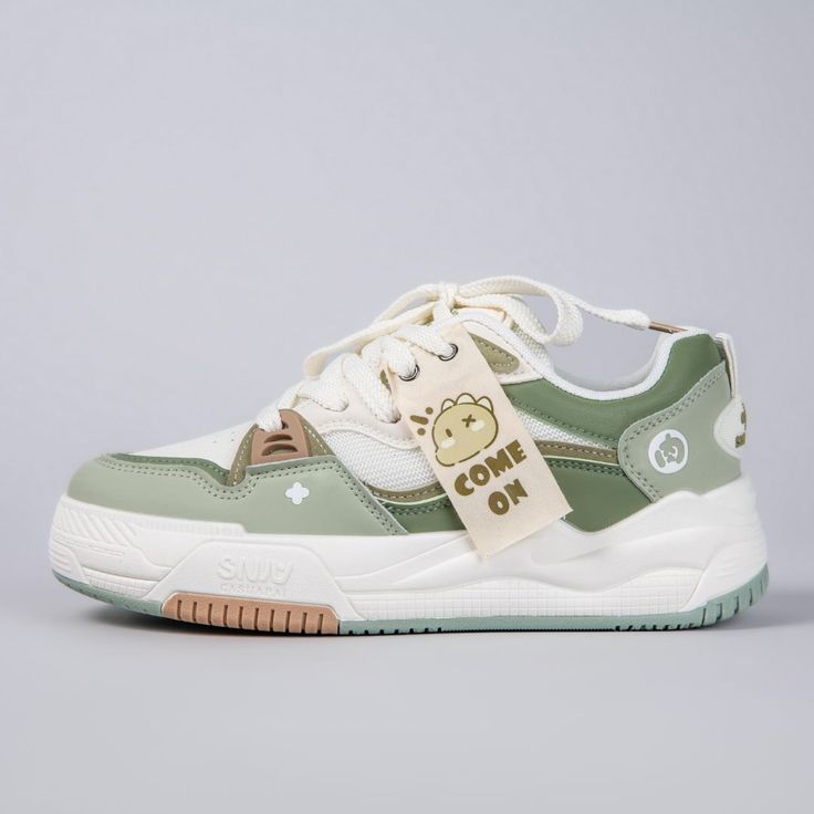 [{ product_title }}- Bobo's House White And Green Color Scheme, Cute Green Dinosaur, Green Color Scheme, Green Dinosaur, Green Color Schemes, Chunky Shoes, Dinosaur Design, Unisex Shoes, Chunky Sneakers