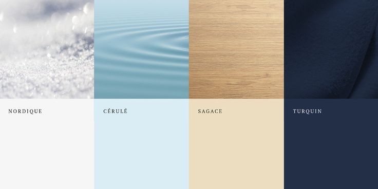 four different shades of blue, beige and white are shown in the same color scheme