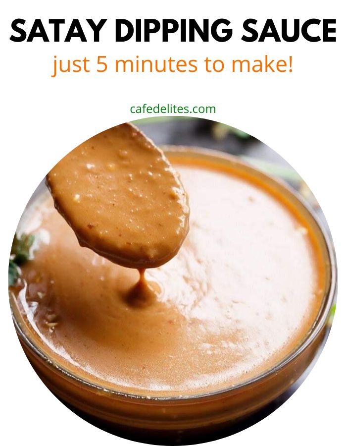 a spoon full of peanut butter being held by someone's hand with the caption saying, stay dipping sauce just 5 minutes to make