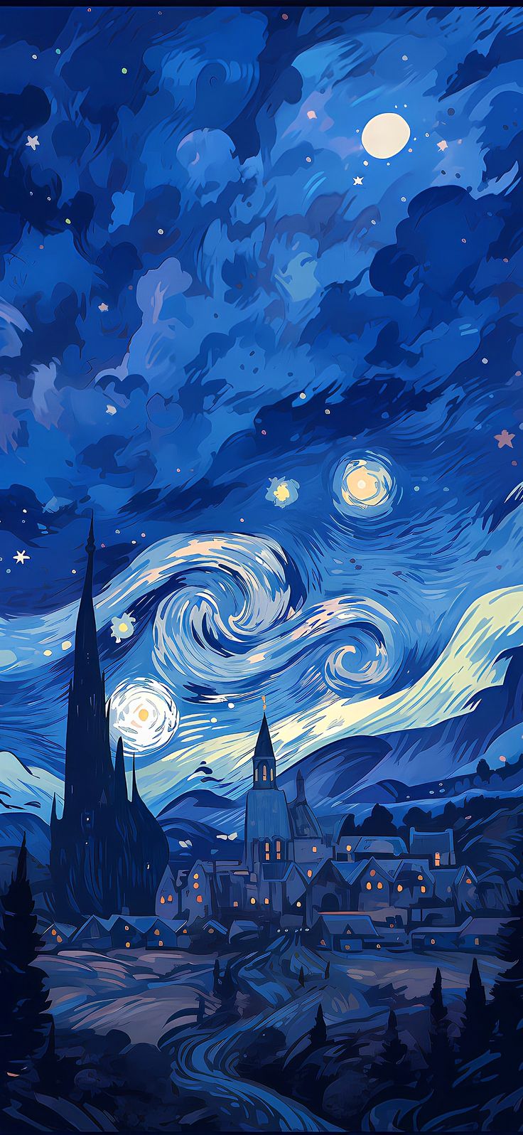 the starry night painting is shown in this image