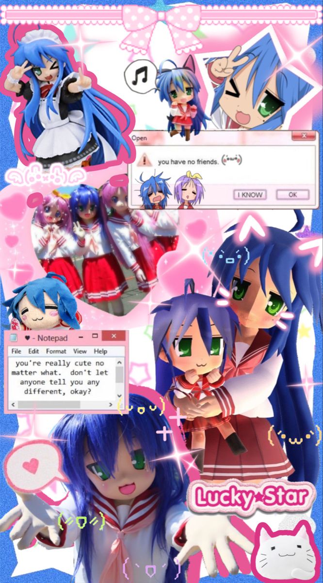 an image of some anime characters with different expressions on their faces and body parts, as well as the caption'lucky star '