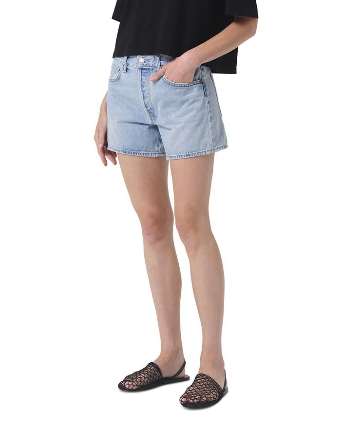 AGOLDE Parker Denim Shorts in Feud Women - Bloomingdale's Classic Medium Wash Jean Shorts, Classic Denim Jean Shorts, Classic Relaxed Fit Jean Shorts For Spring, Classic Spring Jean Shorts With Five Pockets, Classic Five-pocket Jean Shorts For Spring, Classic Short Leg Summer Jeans, Classic Cutoff Jeans For Summer, Classic Jean Shorts With Belt Loops For Summer, Classic Mid-rise Jean Shorts For Spring