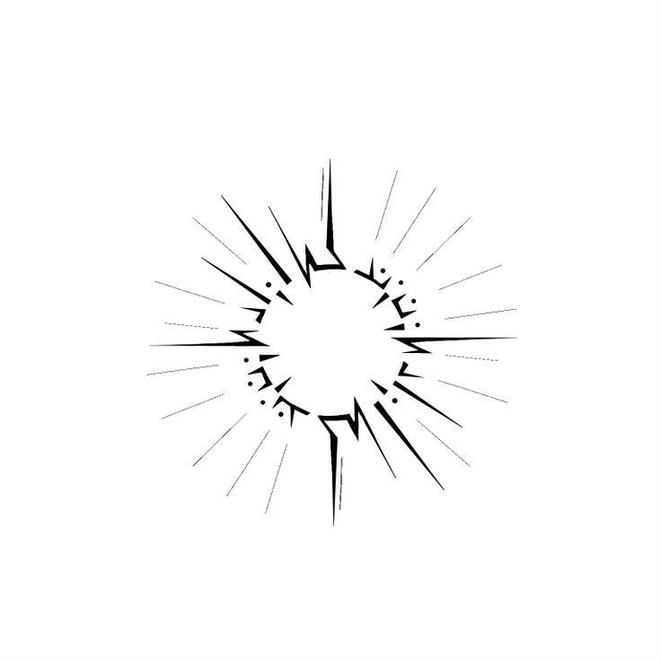 a black and white drawing of a starburst with rays coming out of it