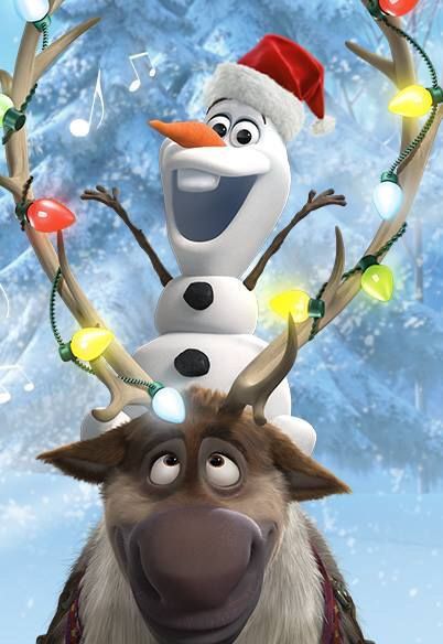 the frozen world characters are wearing reindeer antlers and christmas lights on their head,