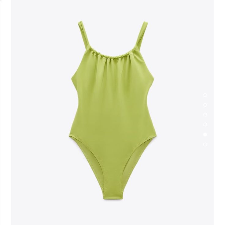 New With Tags Chic Green Bodysuit For Swimming, Chic Green Bodysuit For Pool, Chic Spring Swimming Bodysuit, Green Stretch Bodysuit By Zara, Chic Bodysuit For Swimming In Spring, Zara Green Summer Bodysuit, Zara Green Stretch Bodysuit, Chic Spring Bodysuit For Swimming, Elegant Green Bodysuit For The Beach