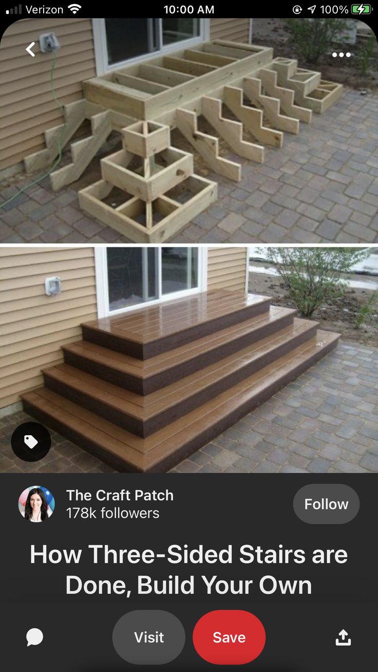 the steps are made out of wood and have been placed in front of a house