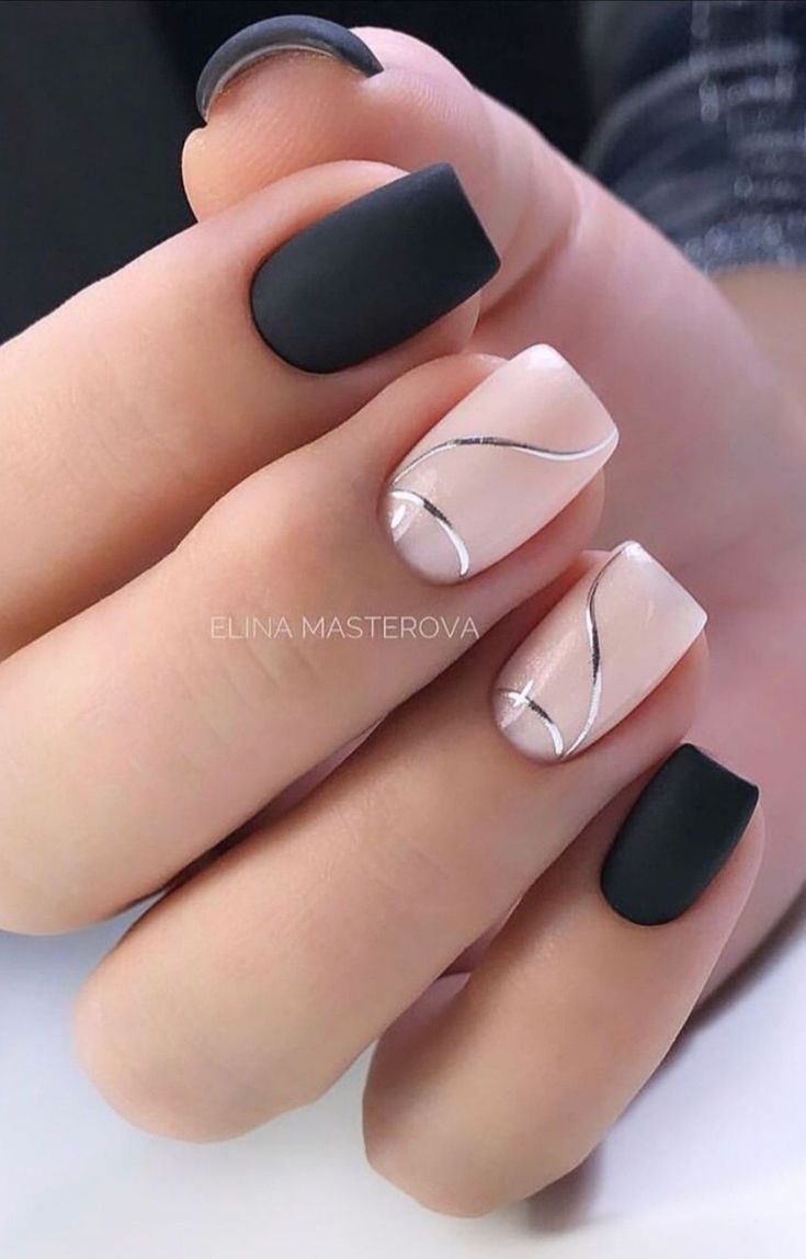 Black And White Nail, Unghie Sfumate, Matte Nails Design, Pretty Nail Art Designs, Cute Gel Nails, White Nail, Short Acrylic Nails Designs, Neutral Nails, Fancy Nails