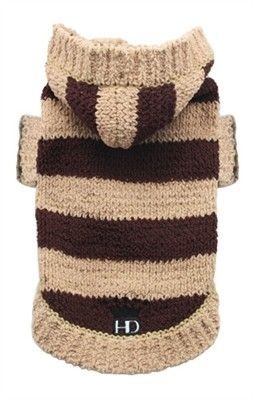 a brown and white striped dog sweater