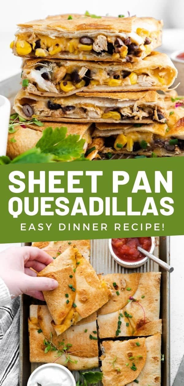 a pan filled with quesadillas on top of a table