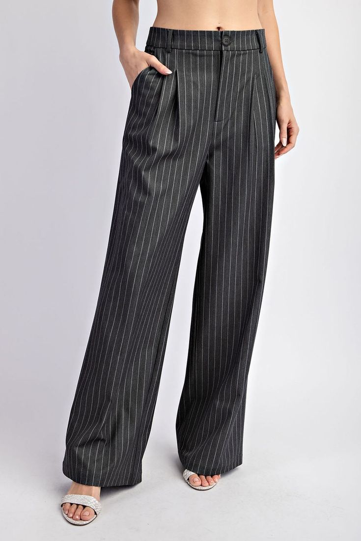 Polished Pinstriped Straight Leg Pants | JQ Clothing Co. Blue Health, Pinstripe Pants, Professional Wardrobe, Curvy Jeans, Curvy Dress, Leg Design, Straight Leg Trousers, Wide Leg Denim, Straight Pants